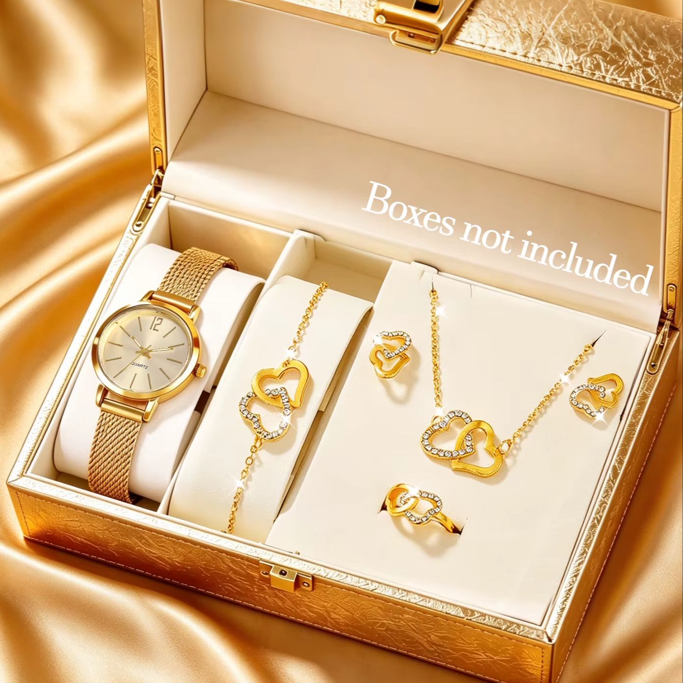 Luxury Watch Gift For Her - 6-częściowy zestaw eleganckich, minimalistycznych, okrągłych zegarków
