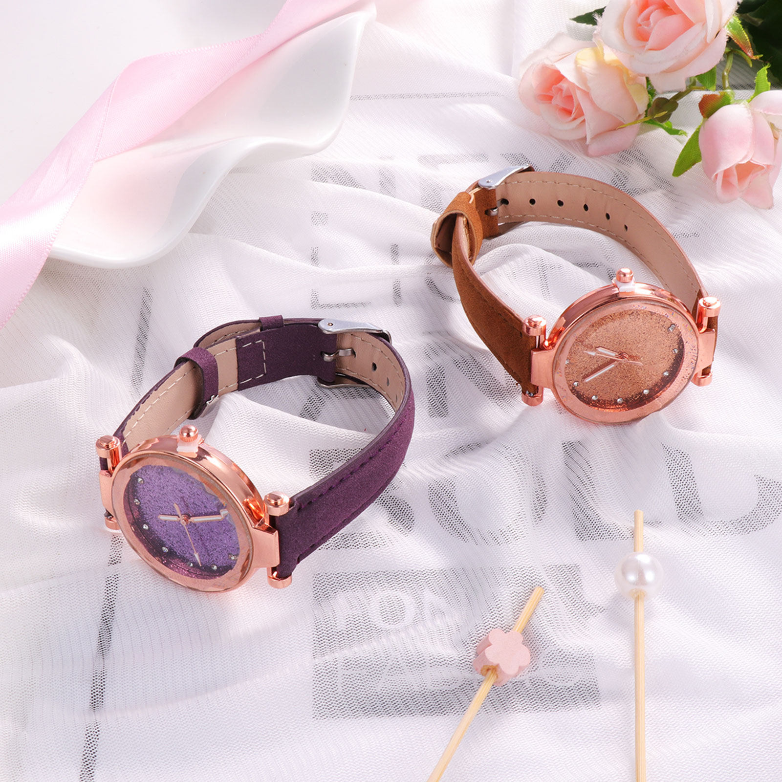 Luxury Watch Gift For Her - 2 sztuki damskich zegarków na rękę,
