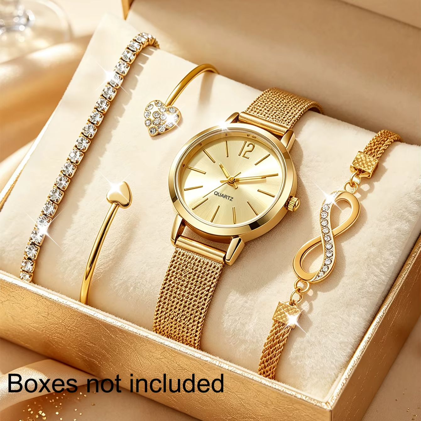 Luxury Watch Gift For Her - Zestaw 4 zegarków damskich w minimalistycznym,
